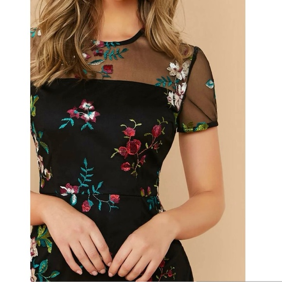 Y2K Boho Floral Embroidered Sheer Dress Size Large - Picture 3 of 7